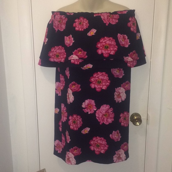 Mud Pie Floral Print Off The Shoulder Dress - Picture 1 of 9